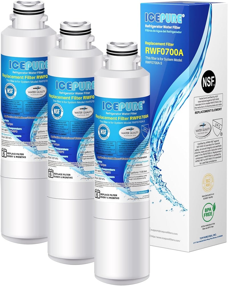 ICEPURE DA29-00020B Replacement for Samsung Water Filter HAF-CIN/EXP HAF-CIN DA29-00020B-1 RF28HMEDBSR RF263BEAESR RS25J500DSR RF263TEAESG RWF0700A HDX FMS-2 DA97-08006A-1 RF4287HARS RF28HFEDBSR 3PACK - Image 1